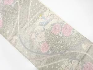 孔雀に組紐・花模様織り出し袋帯